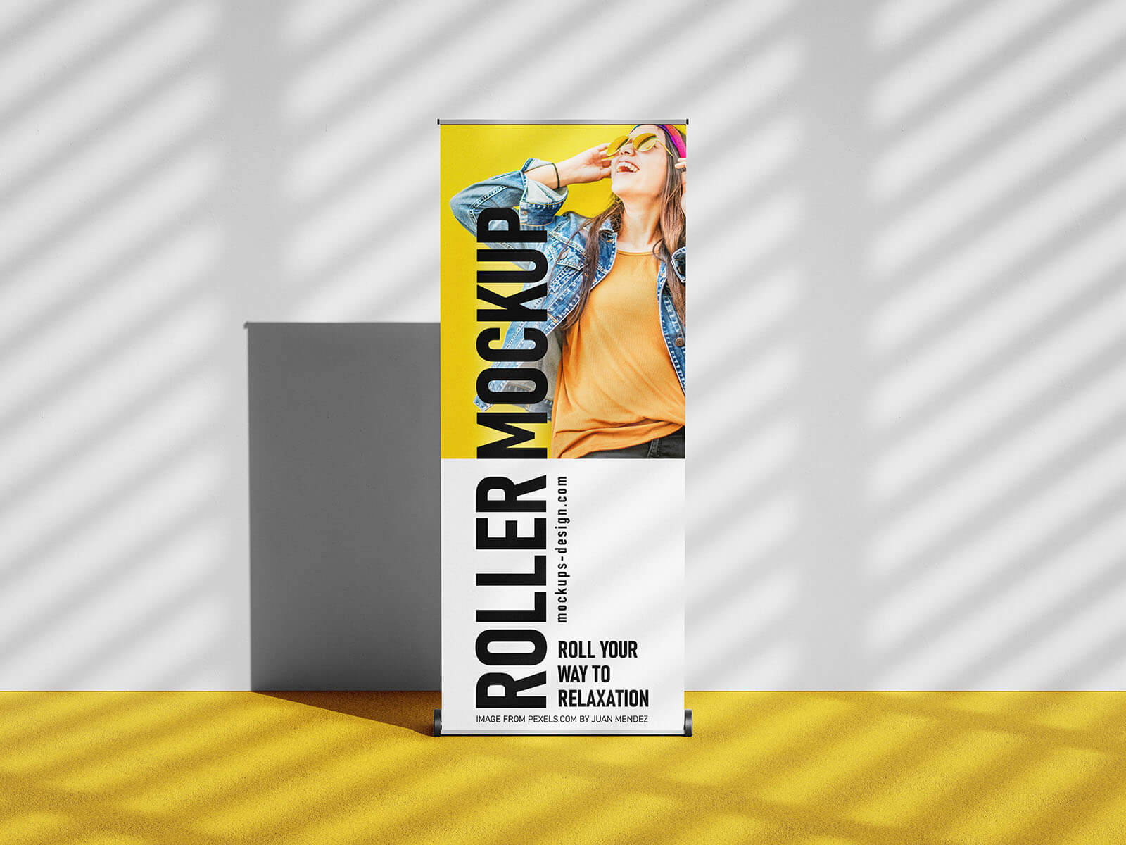 Free Tall Roller Banner Mockup PSD set