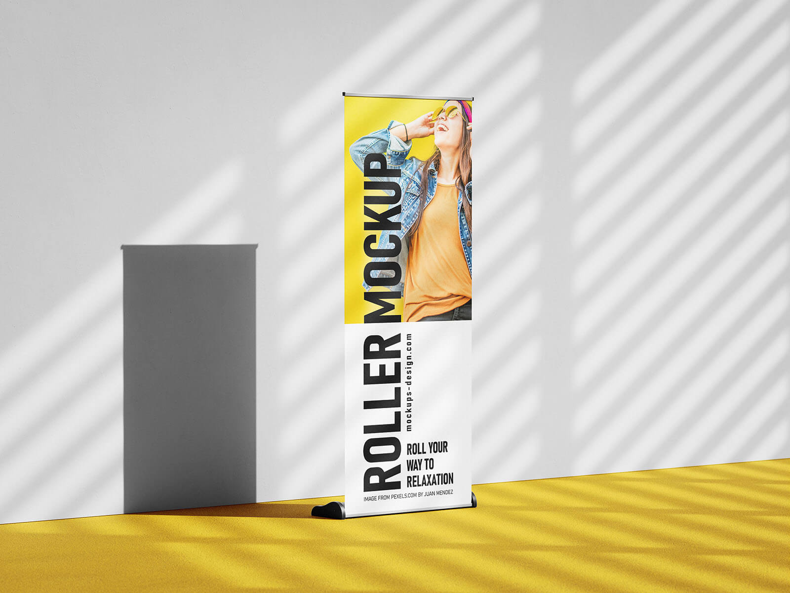 Free Tall Roller Banner Mockup PSD set