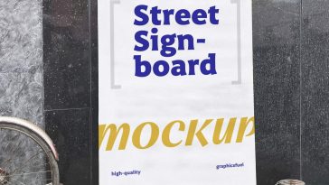 Free Urban Street Signboard Mockup PSD