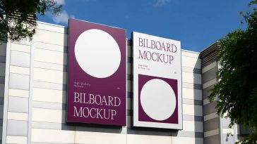 Free Vertical Billboards on Building Mockup PSD