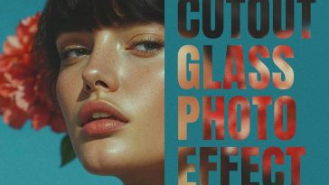 Free Text Cut Out Glass Photo Effect PSD