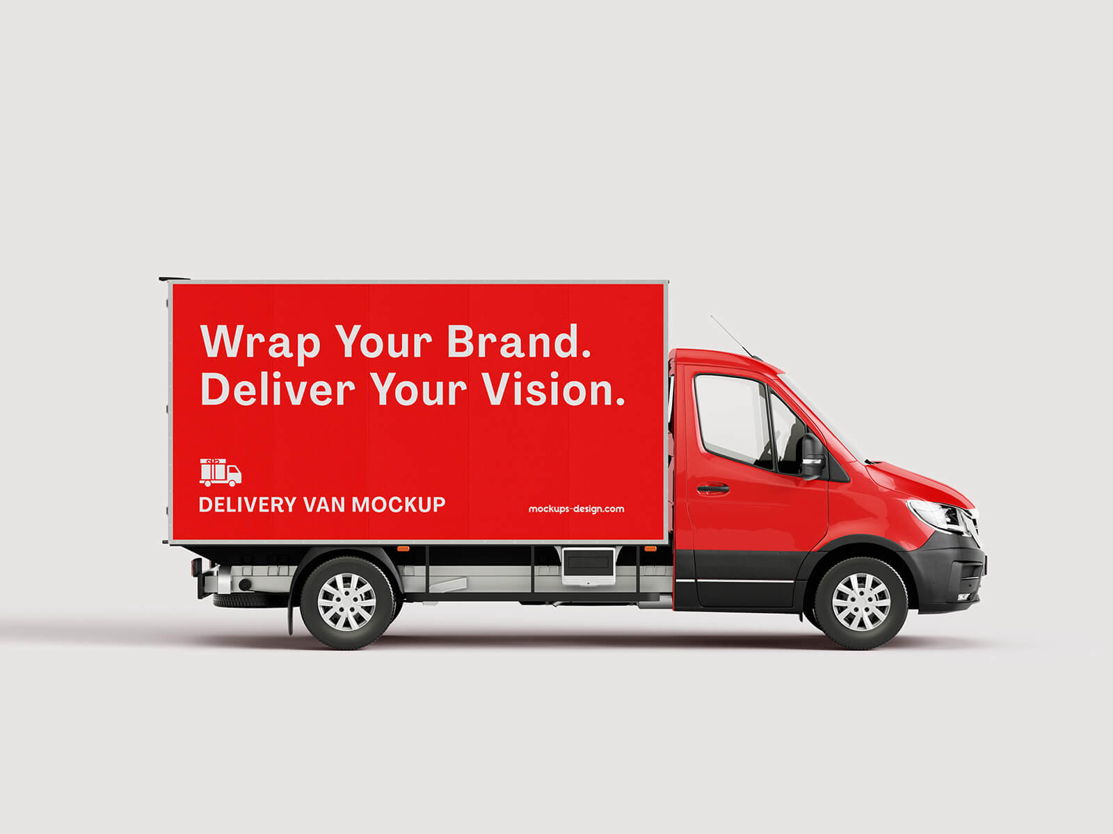 3 Free Side view Cargo Delivery Van Mockup PSD