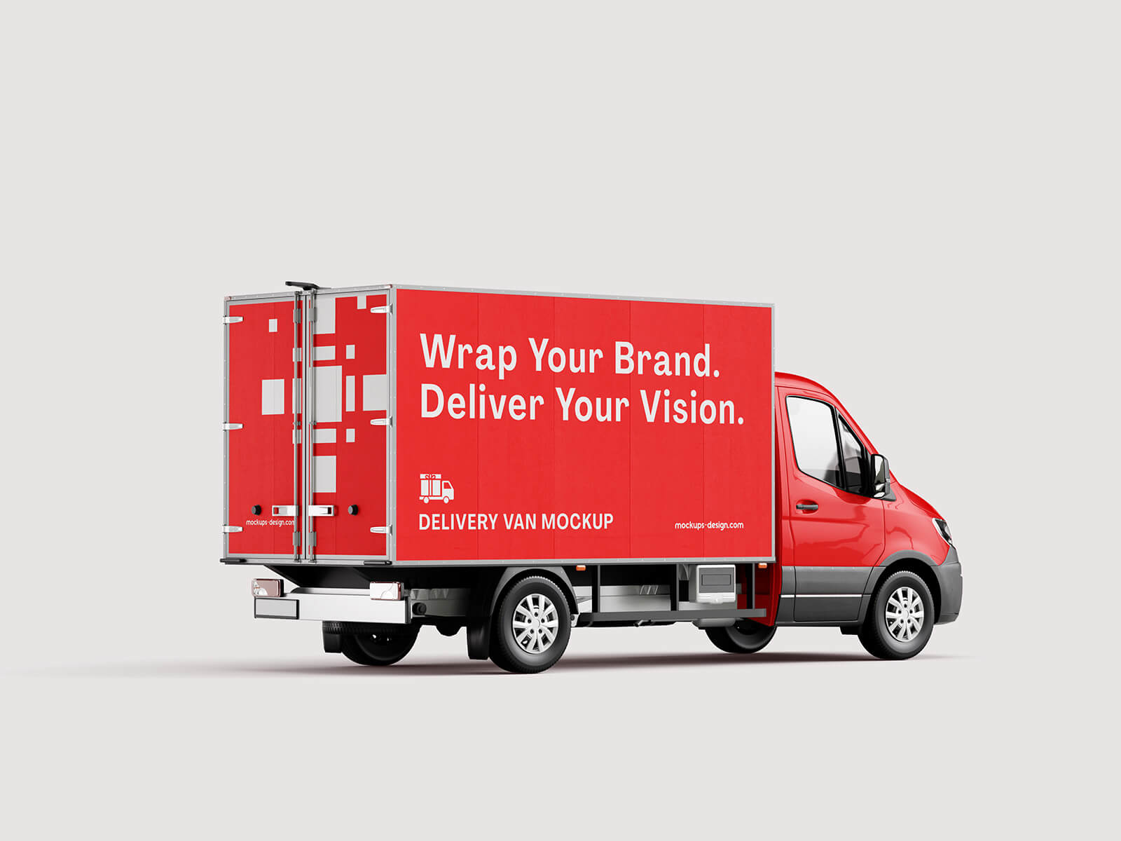 3 Free Side view Cargo Delivery Van Mockup PSD