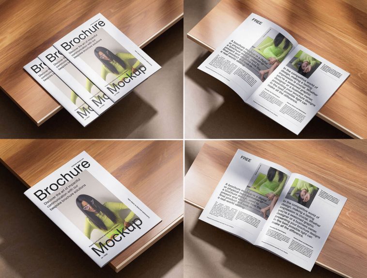 4 Free A4 Multipage Brochure / Magazine Mockup PSD Files