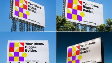 4 Free Dual Sided Large Format Billboard Mockup PSD Files