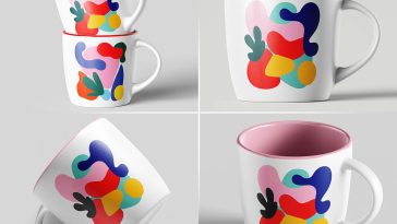 5 Free Expresso Ceramic Mug Mockup PSD Set