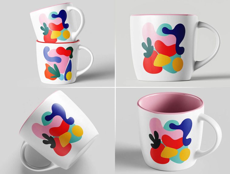 5 Free Expresso Ceramic Mug Mockup PSD Set