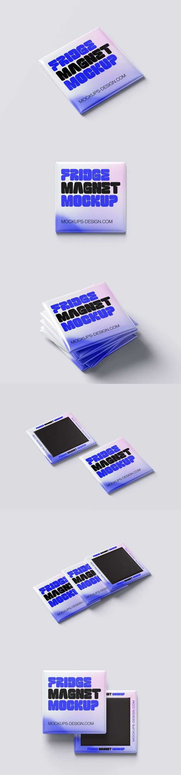 6 Free Square Fridge Magnet Mockup PSD Files