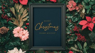 Free Festive Xmas Frame Mockup PSD