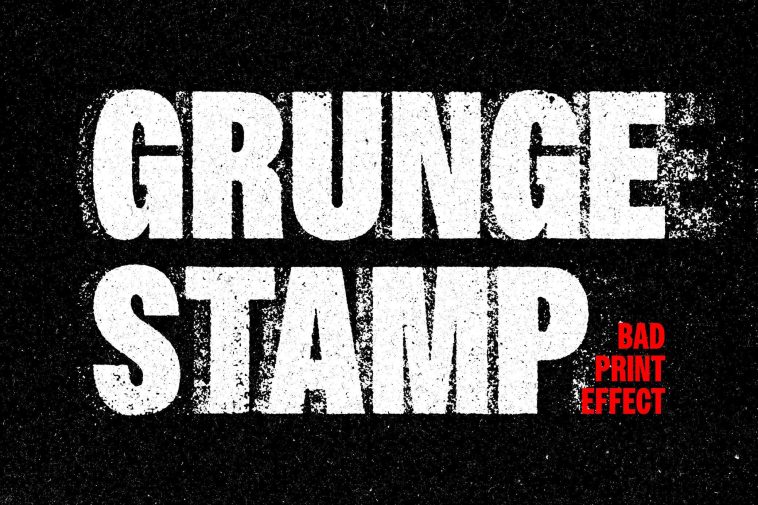 Free Grunge Print Stamp Text Effect PSD file