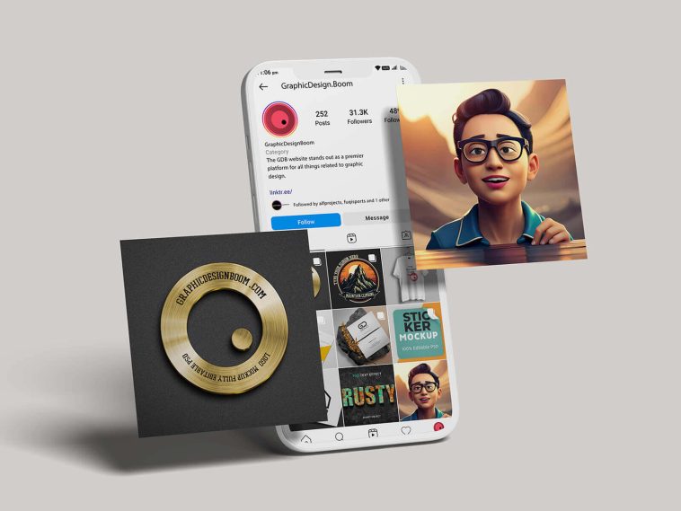 Free Instagram Portfolio Social Media Mockup PSD