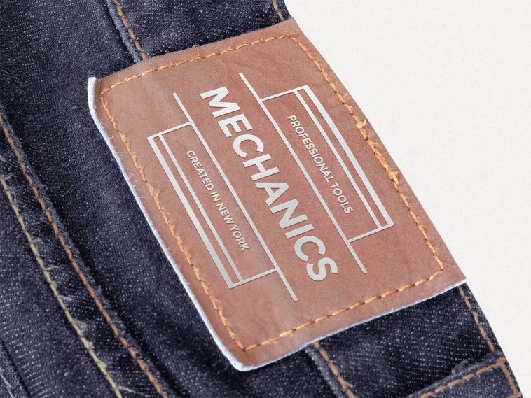 Free Jeans Leather Brand Patch Mockup PSD