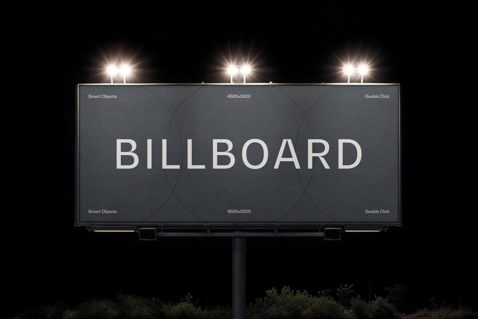 Free Night Time Billboard Ad Mockup PSD