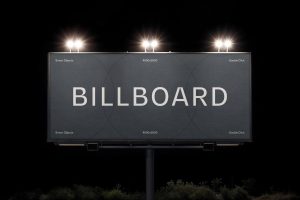 Free Night Time Billboard Ad Mockup PSD