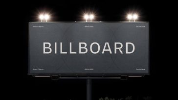 Free Night Time Billboard Ad Mockup PSD