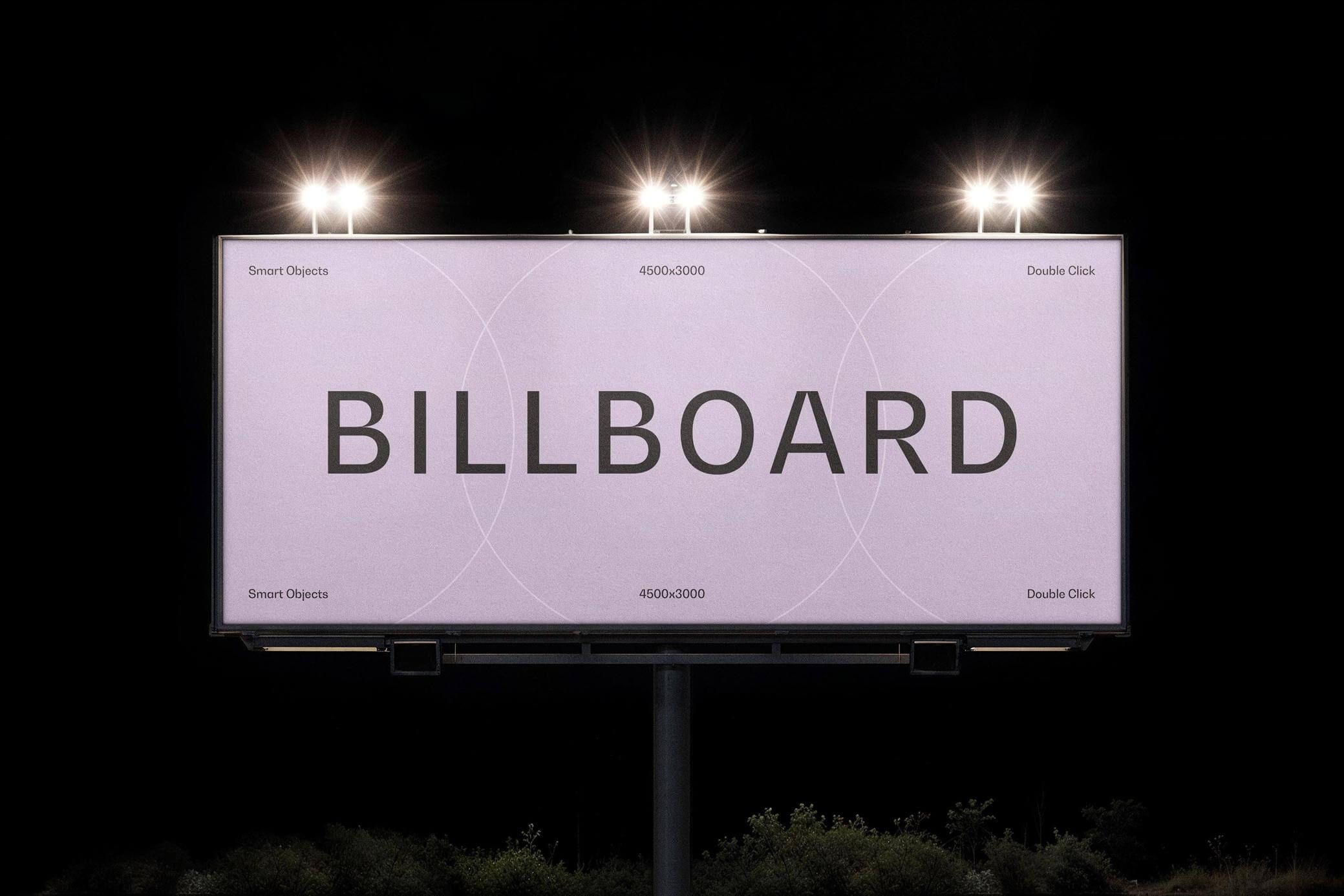 Free Night Time Billboard Ad Mockup PSD