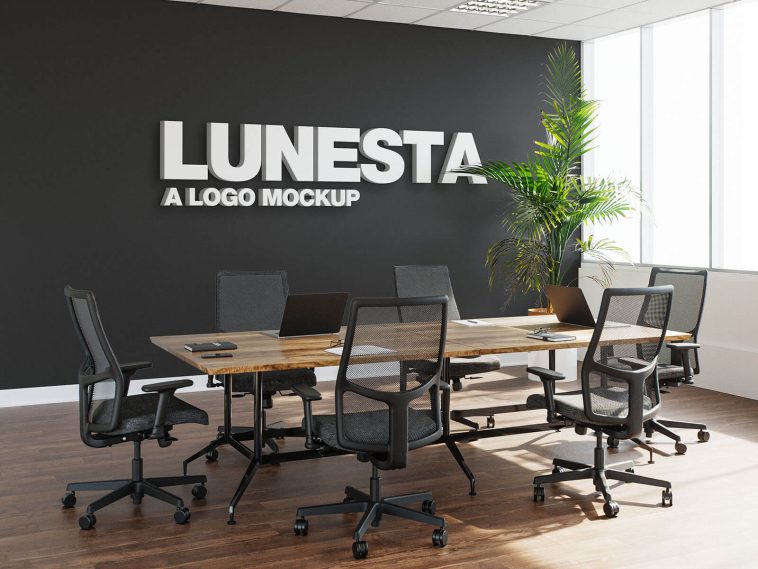 Free Office Conference Room LOGO Mockup PSD