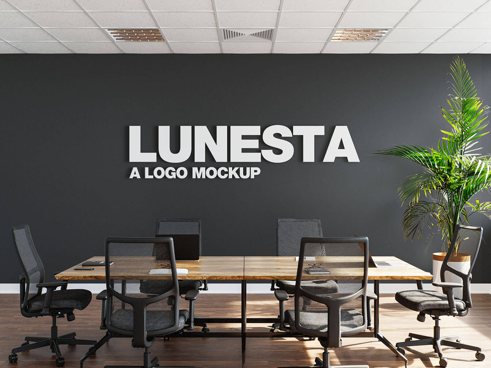 Free Office Conference Room LOGO Mockup PSD