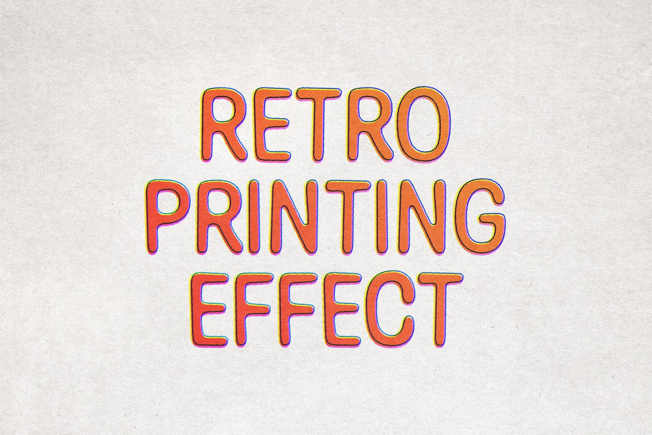 Free Retro Print Text And Logo Effect PSD