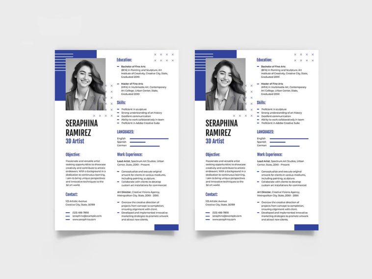 Free Simple Geometric Resume PSD Template