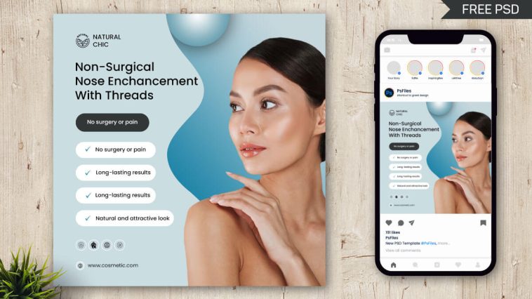 Free Skin Care Social Media Post Design PSD Template