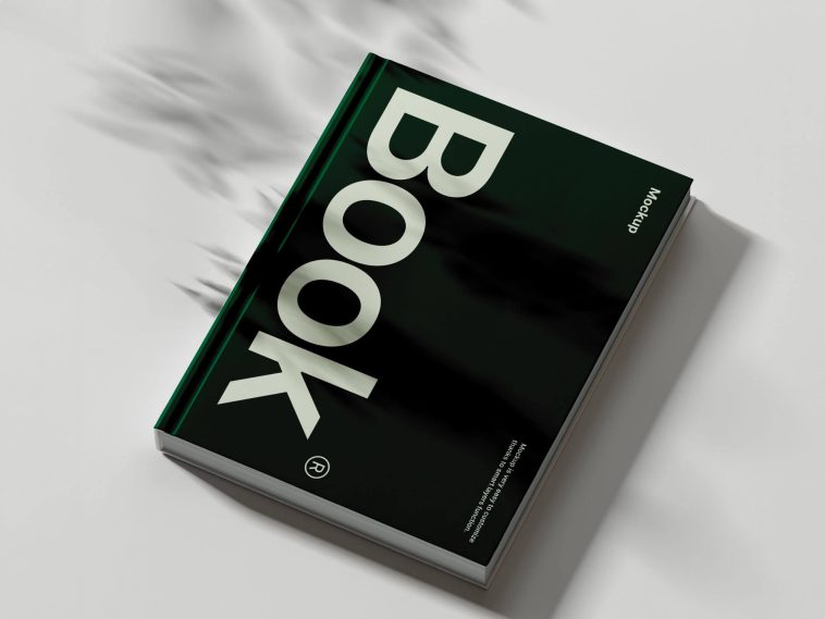 Free Unique Hardcover Book With Aesthetic Shadows Mockup PSD