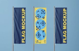 Free Vertical Flag Mockups PSD