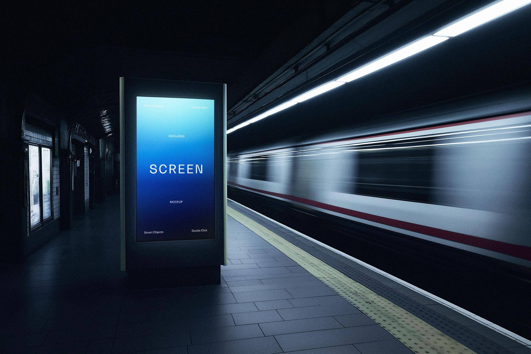 Free Vertical Subway Station Screen Mockup PSD