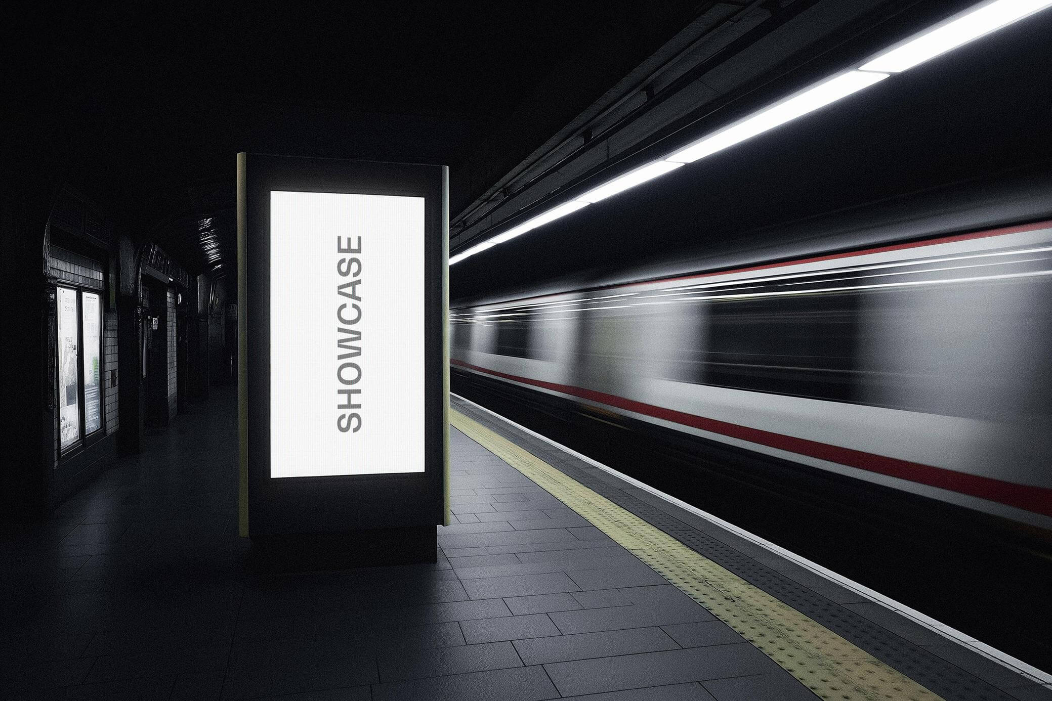 Free Vertical Subway Station Screen Mockup PSD