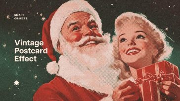 Free Vintage Christmas Postcard Effect PSD