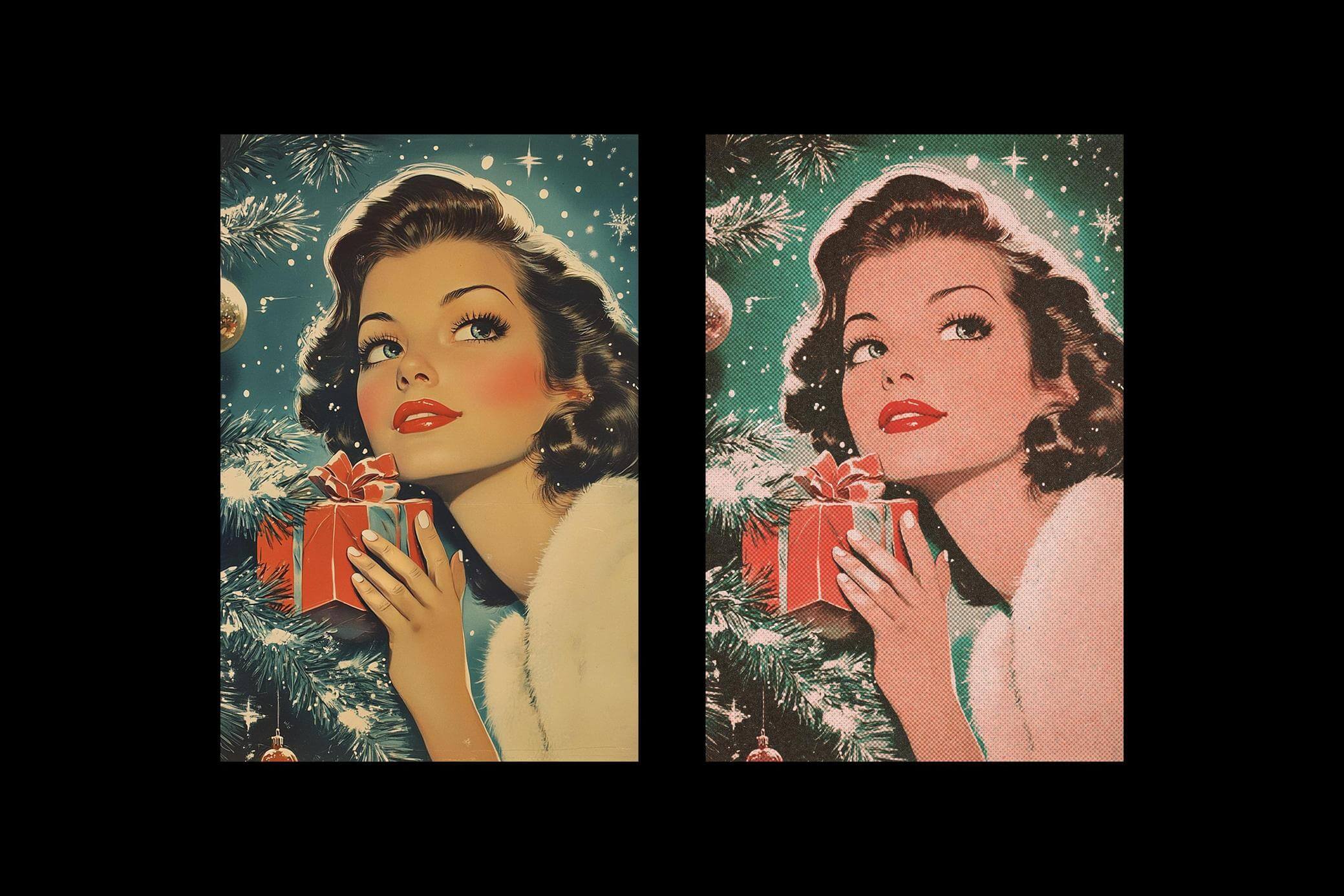 Free Vintage Christmas Postcard Effect PSD