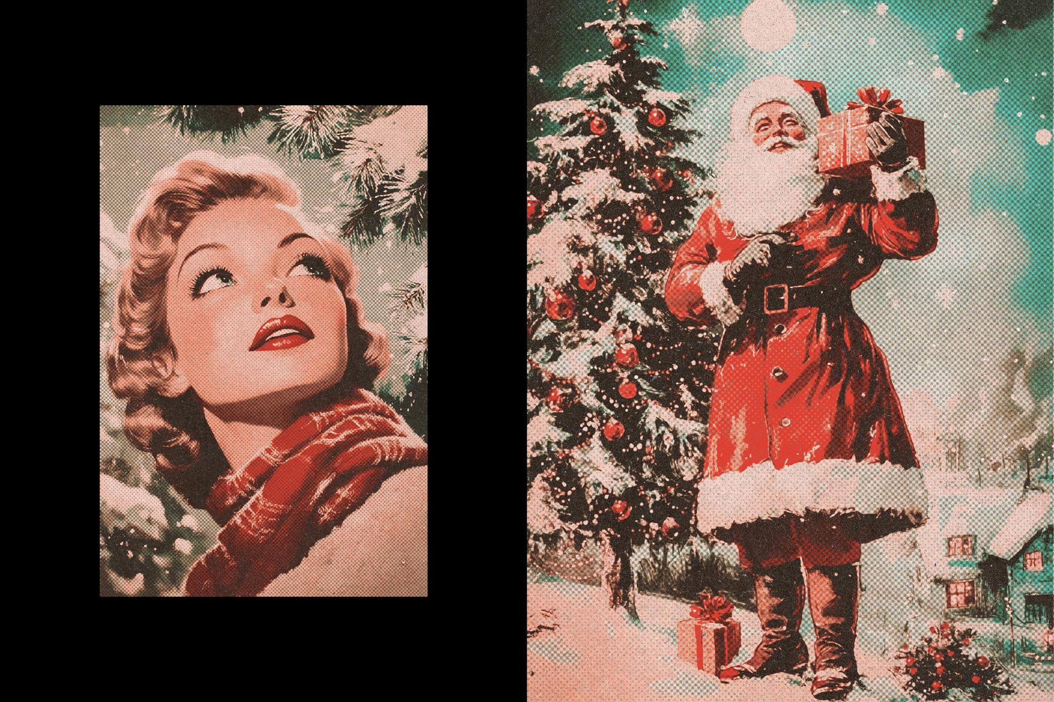 Free Vintage Christmas Postcard Effect PSD