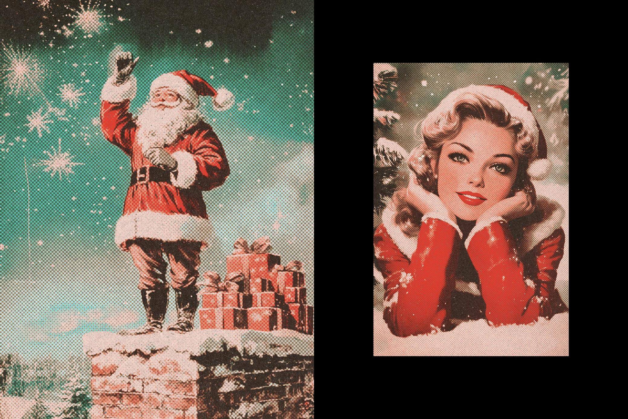 Free Vintage Christmas Postcard Effect PSD