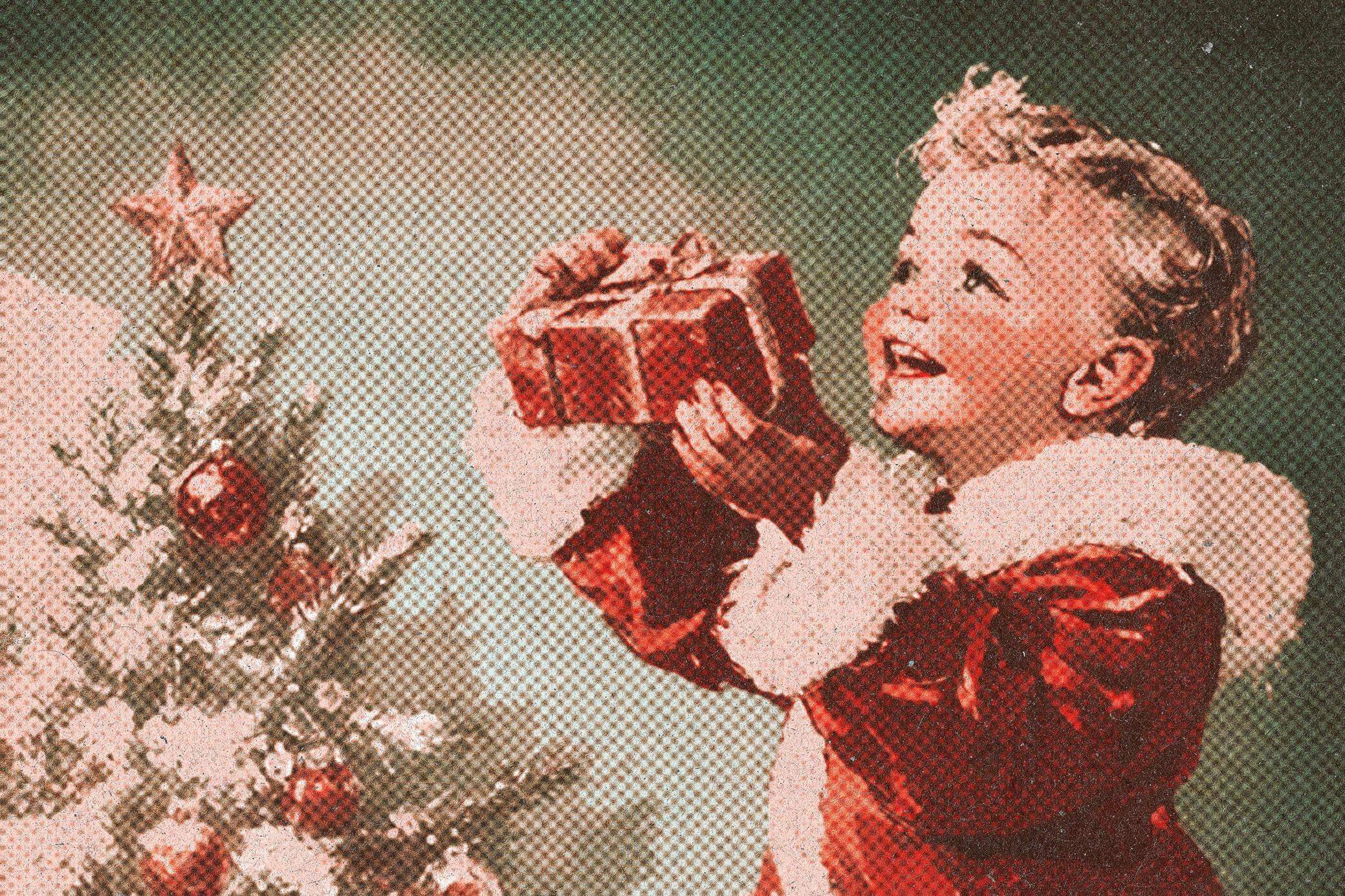 Free Vintage Christmas Postcard Effect PSD