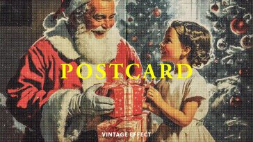 Free Vintage Christmas Halftone Postcard Effect PSD