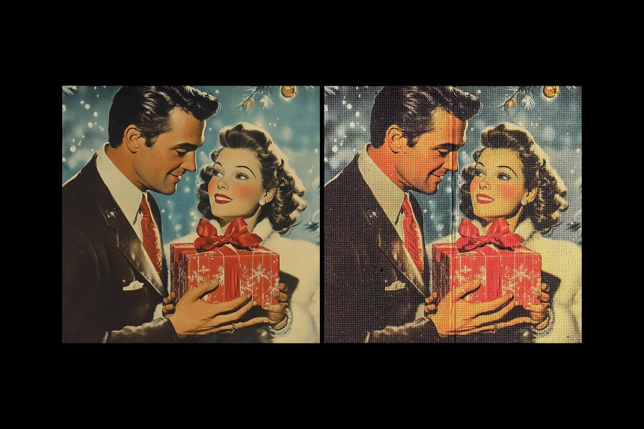 Free Vintage Christmas Halftone Postcard Effect PSD