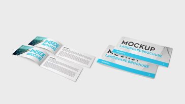 2 Free Landscape Bi-Fold Extra Long Brochure Mockup PSD Files