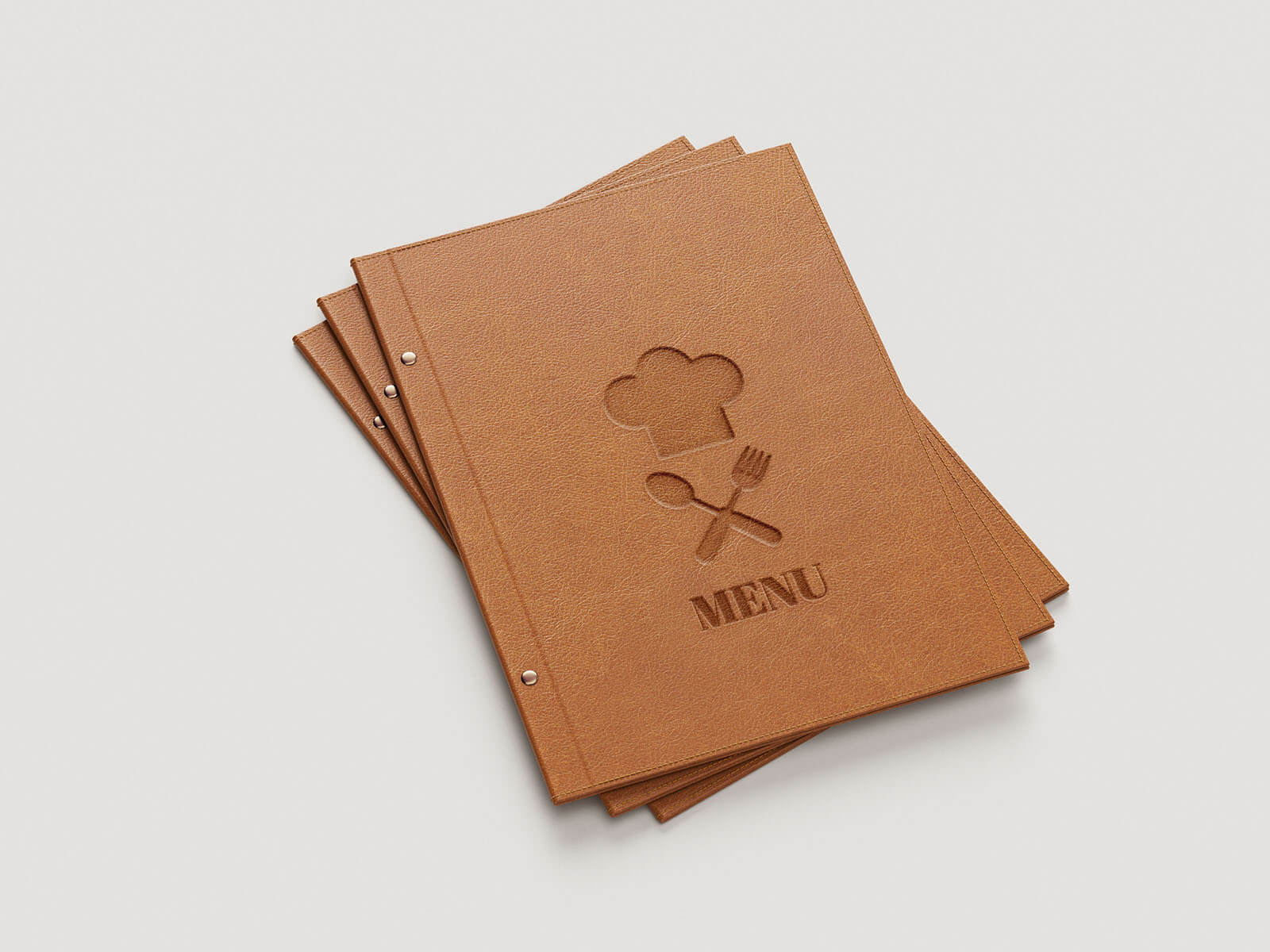 4 Free Elegant Restaurant Leather Menu Card Mockups PSD Set