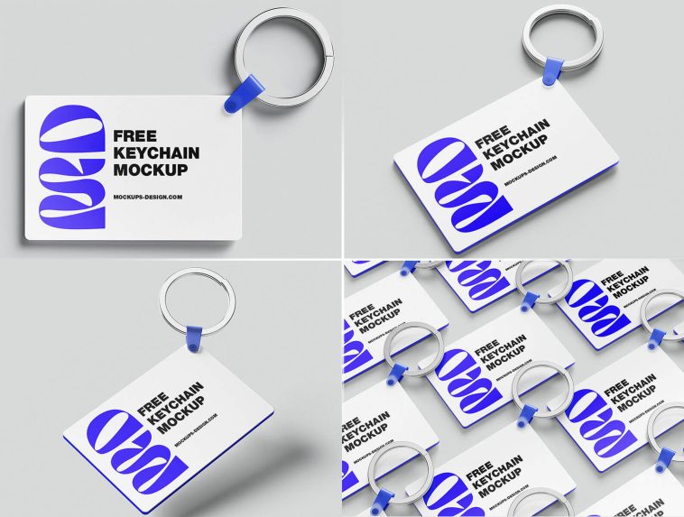 4 Free Versatile Rectangle Keychain Mockup PSD