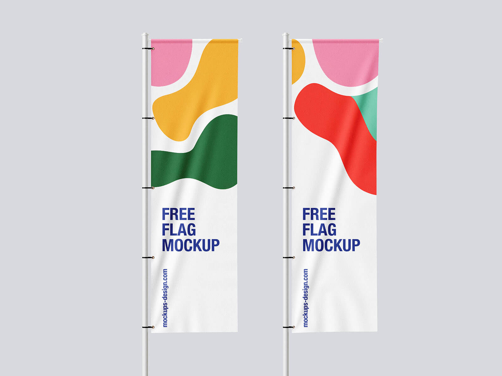 4 Free Vertical Flag Pole Banner Mockup PSD Files