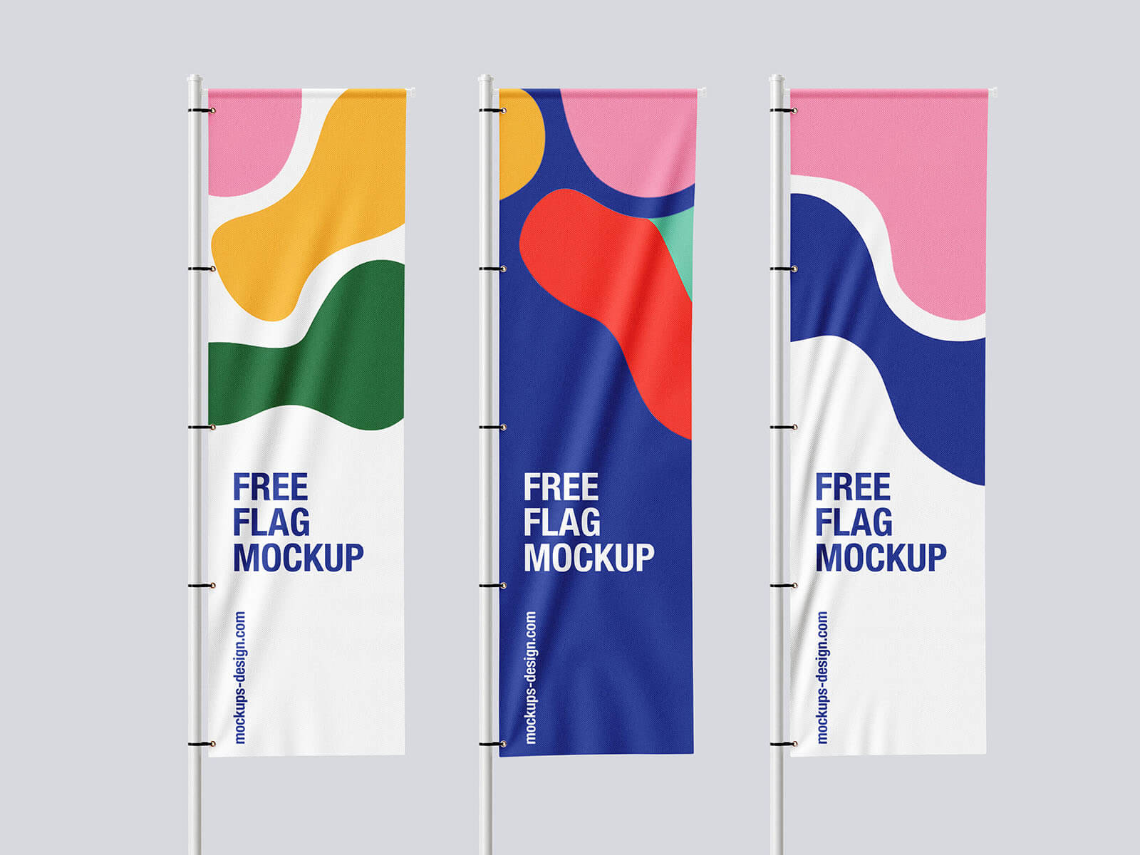 4 Free Vertical Flag Pole Banner Mockup PSD Files