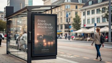 Free Abribus / Bus Shelter Poster Mockup PSD