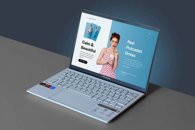 Free Asus Zenbook Laptop Mockup PSD