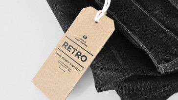 Free Cardboard Hang Tag On Jeans Mockup PSD