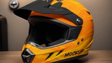 Free Dual-Sport Full Face Motorcycle Helmet Mockup PSD