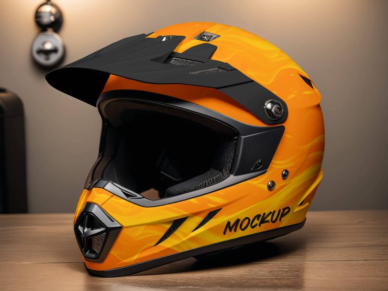 Free Dual-Sport Full Face Motorcycle Helmet Mockup PSD