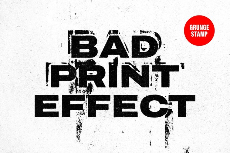 Free Grunge Stamp Bad Print Text Effect PSD