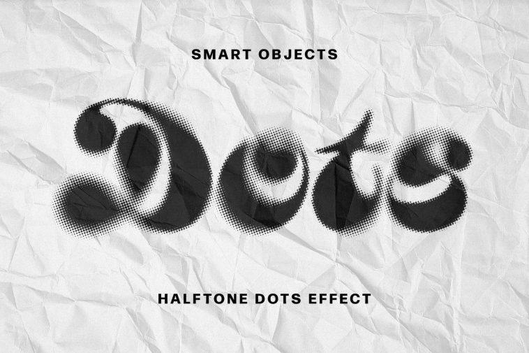 Free Halftone Dots Text Effect PSD Template