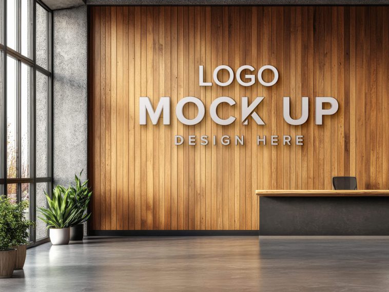 Free Office Wall Logo Mockups PSD