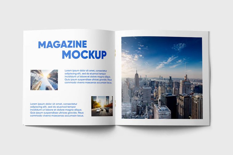 Free Open Square Magazine Mockup PSD